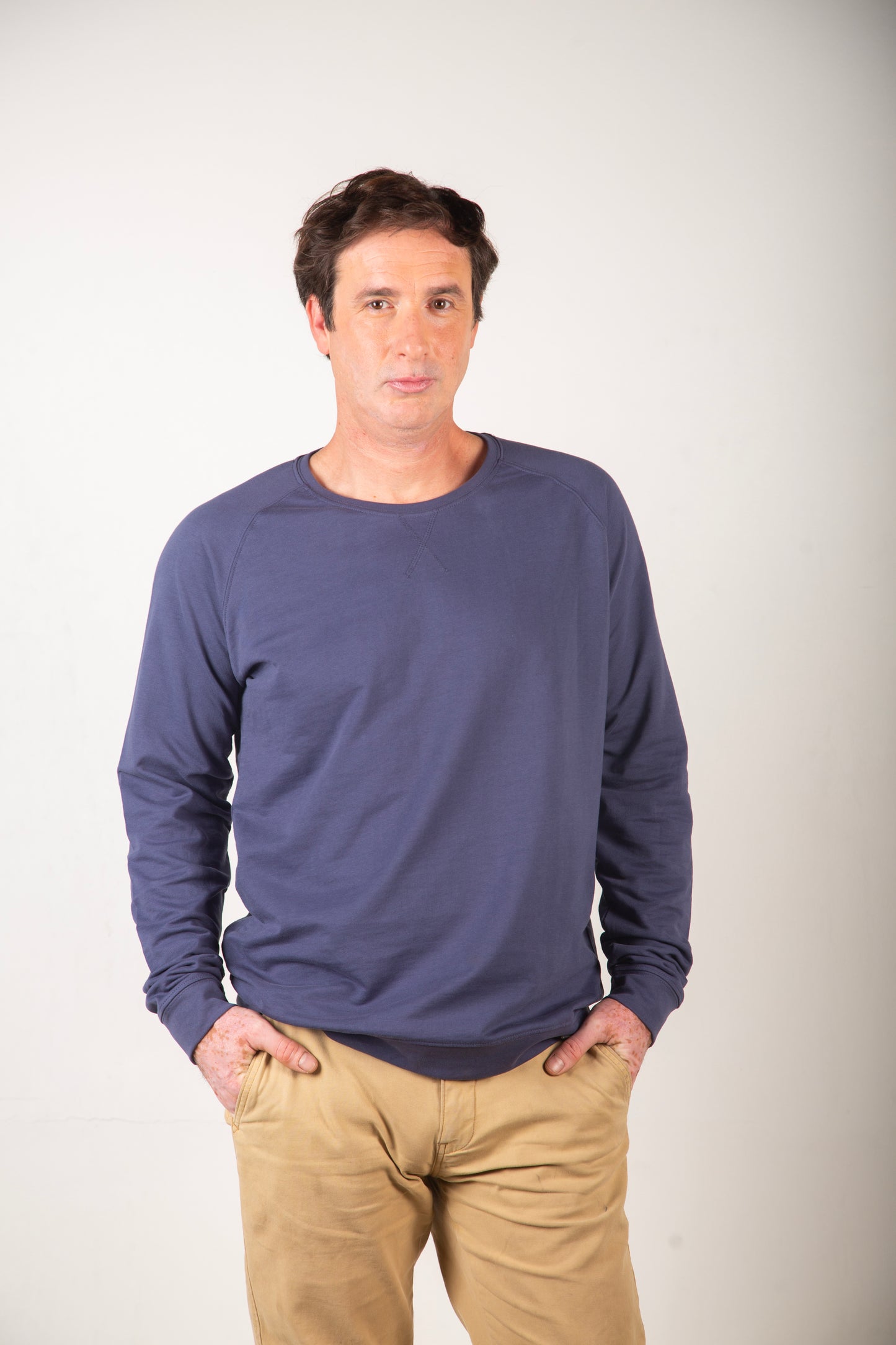 Poleron Azul Oversize Hombre - Tencel, Orgánico, Biodegradable