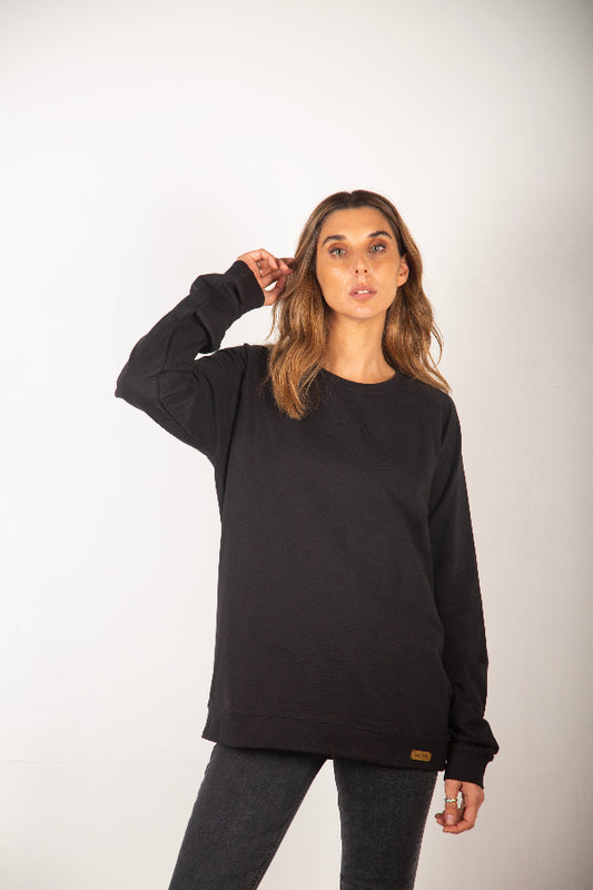 Polerón Negro Mujer Oversize - Tencel, Compostable, Biodegradable
