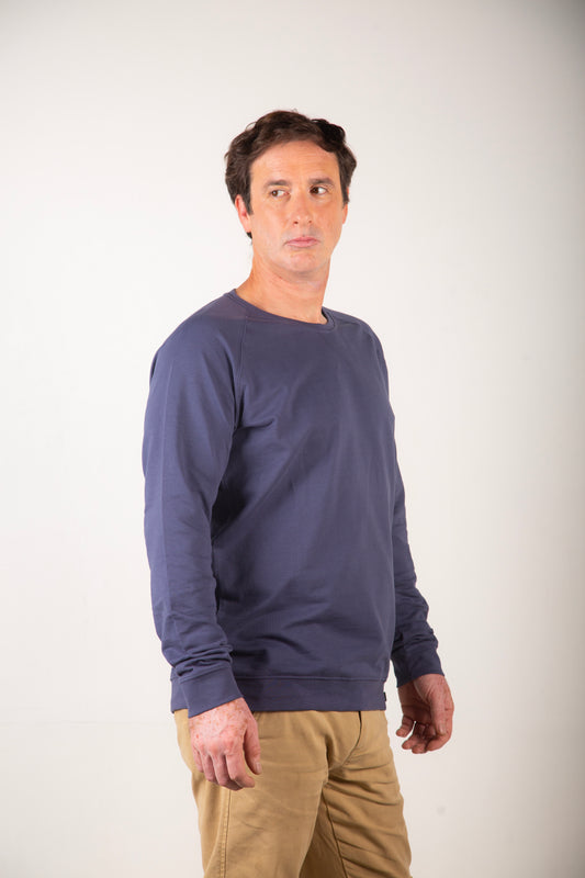 Poleron Azul Oversize Hombre - Tencel, Orgánico, Biodegradable